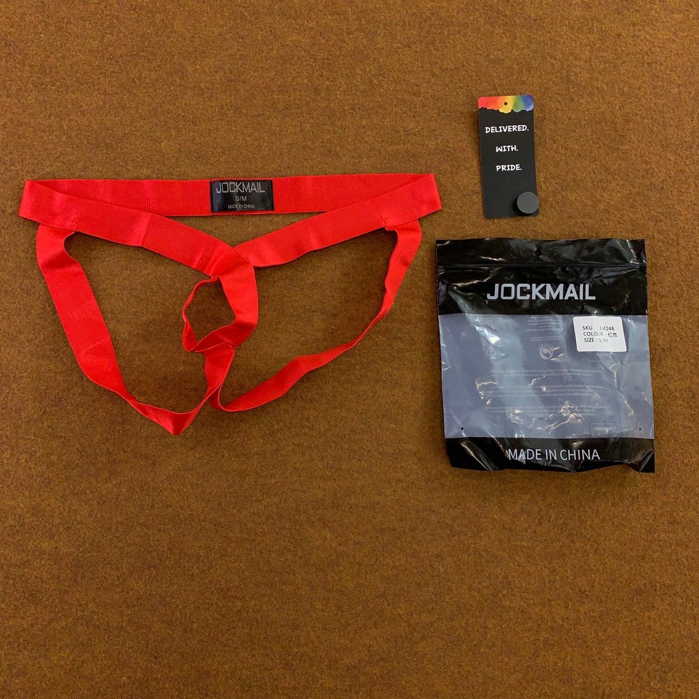 Jockmail Mens S/M Red Strappy JM248 Open Frame Jockstrap New